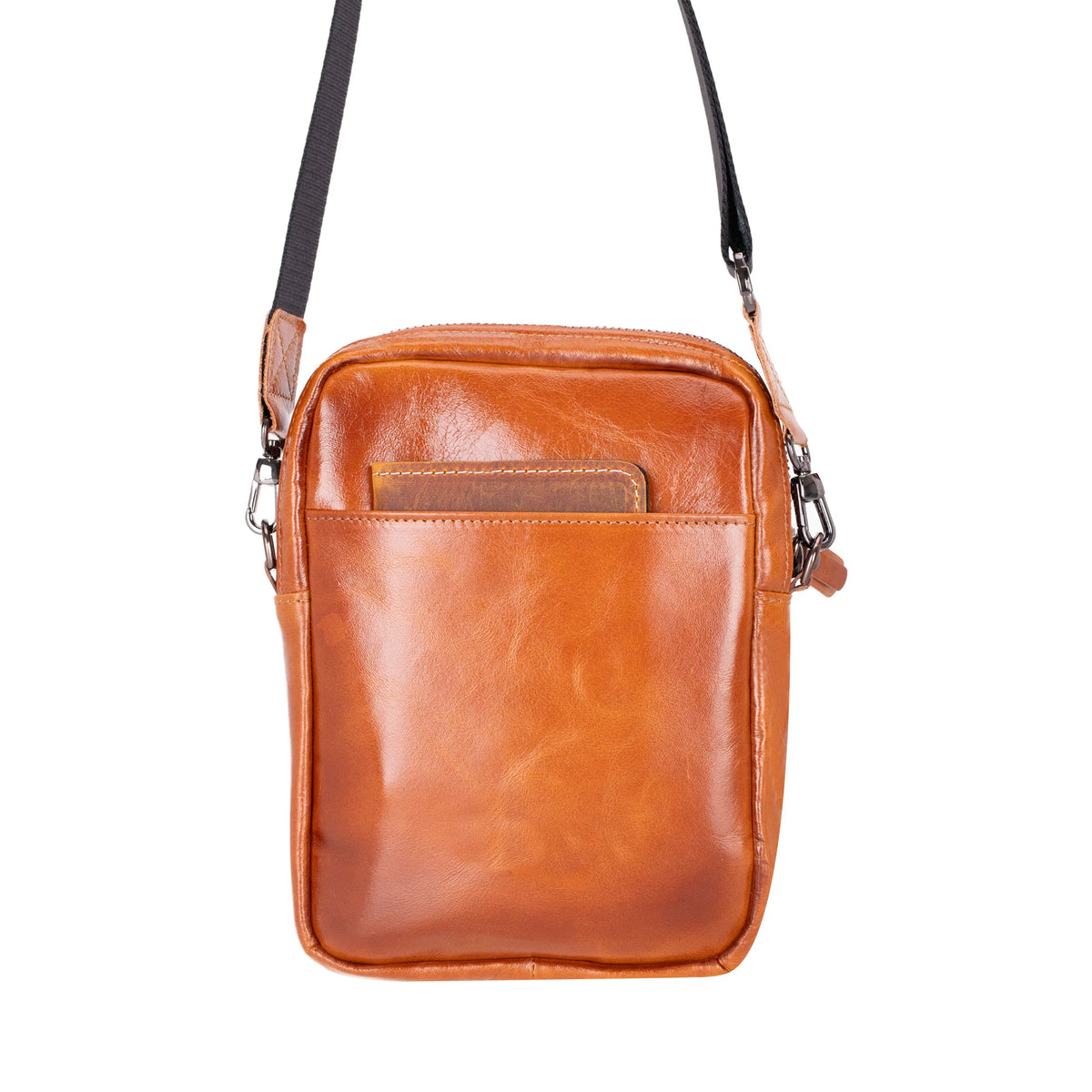 Leather Crossbody Phone Bag in Tan