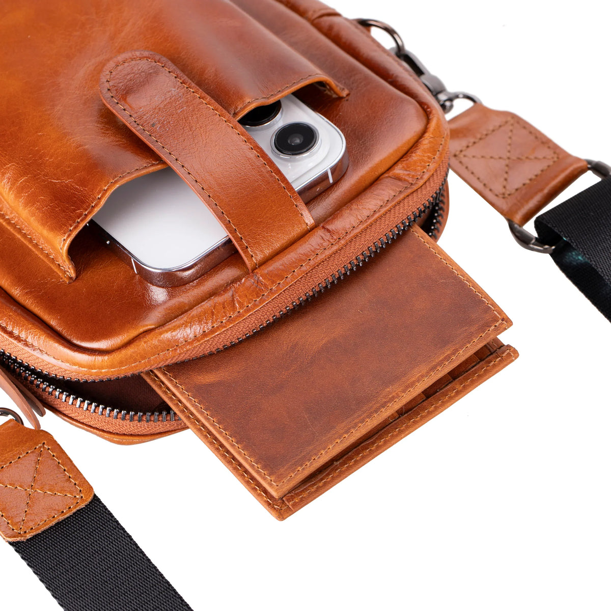 Leather Crossbody Phone Bag – Full-grain leather – view 19