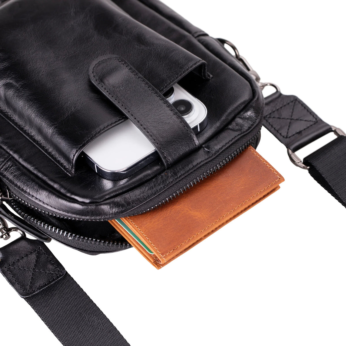 Leather Crossbody Phone Bag – Full-grain leather – view 12