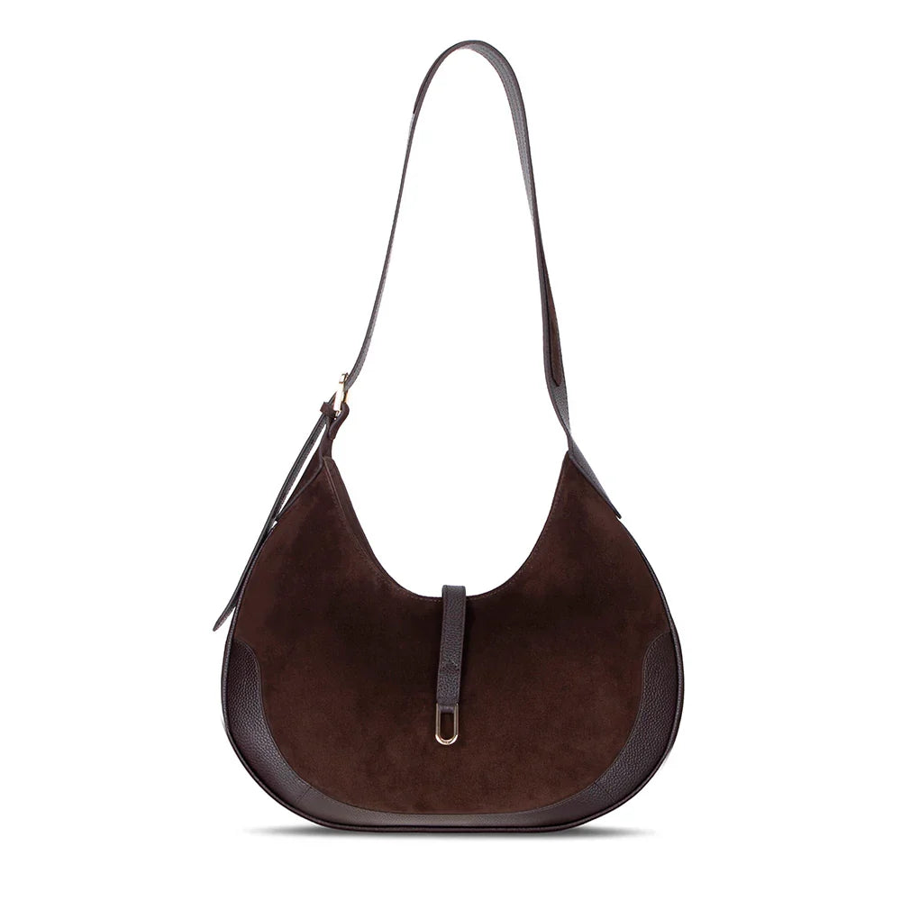 Women's Leather Bag in Suede Brown