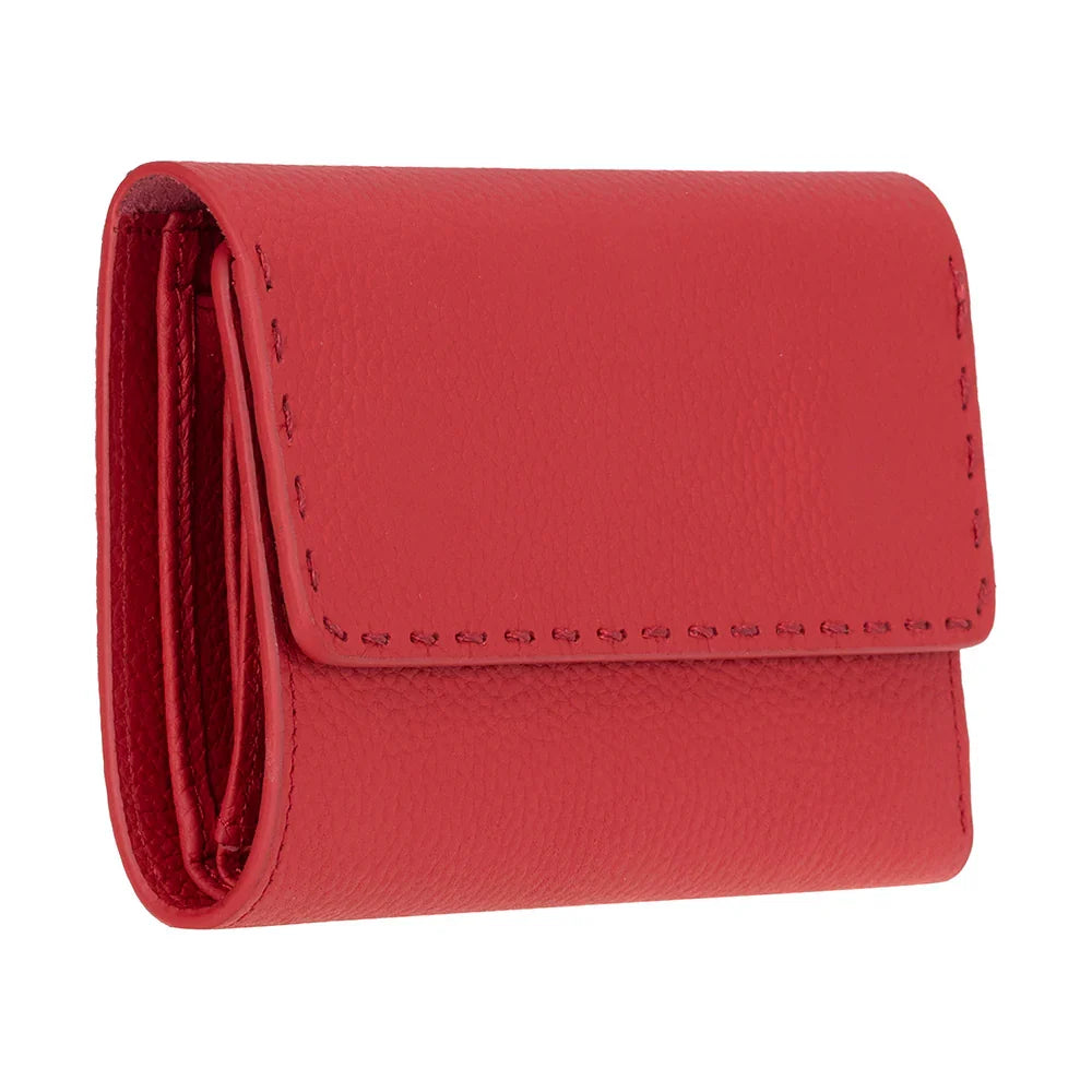 Women's Leather Wallet in Pebble Red