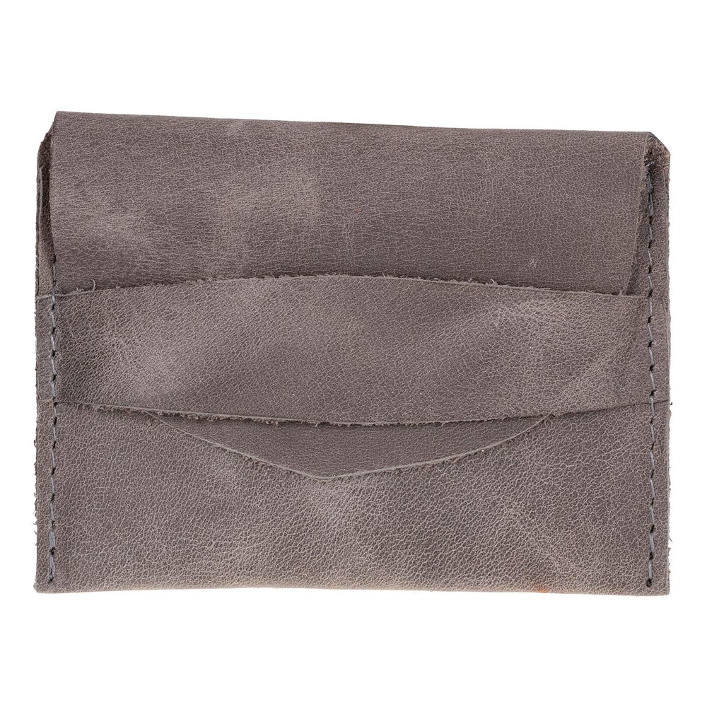 Leather Card Holder in Grey