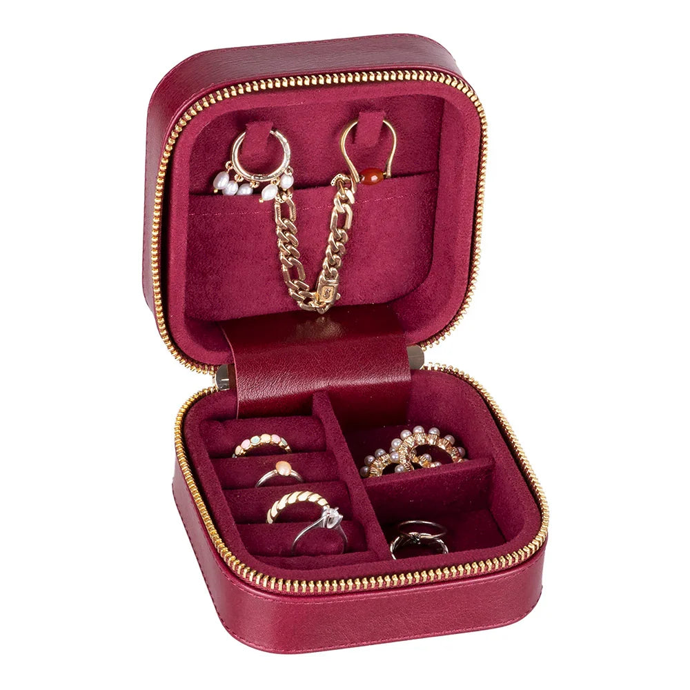 Leather Jewellery Box in Burgundy