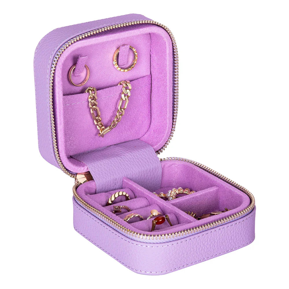 Leather Jewellery Box in Pebble Purple