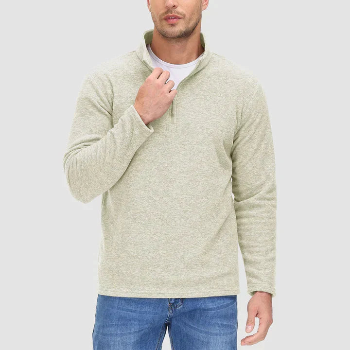 Men's quarter-zip fleece sweatshirt in Light Grey