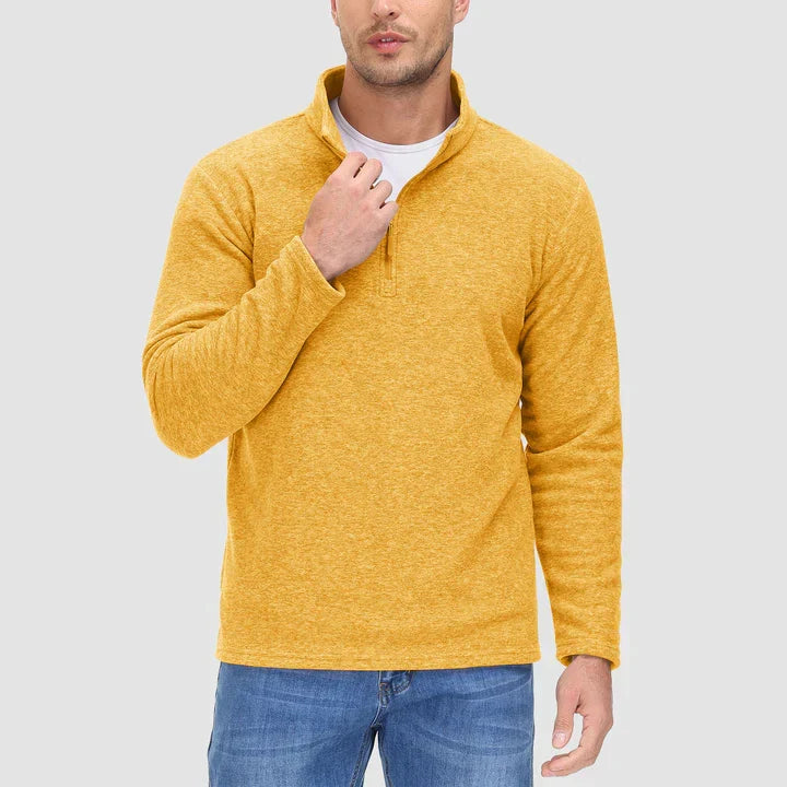 Men's quarter-zip fleece sweatshirt in Ochre