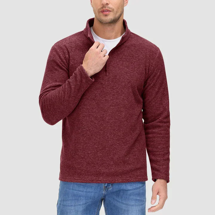 Men's quarter-zip fleece sweatshirt in Burgundy