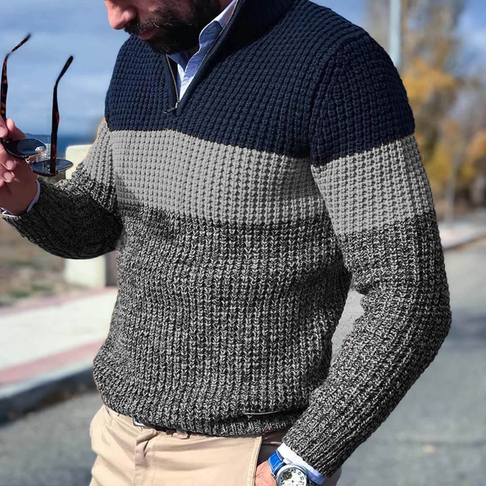 Men's chunky half-zip jumper in Grey