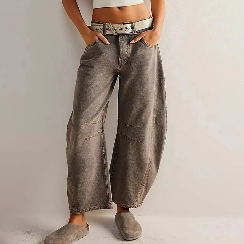 Women's Barrel Leg Jeans - barrel leg with cropped hem