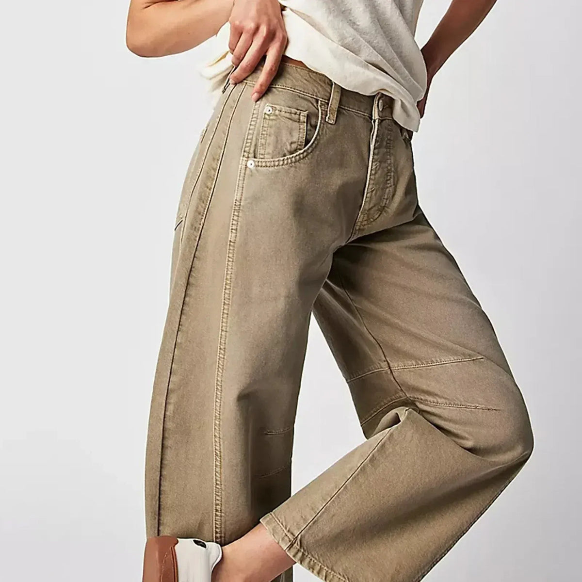 Women's Barrel Leg Jeans - barrel leg with cropped hem