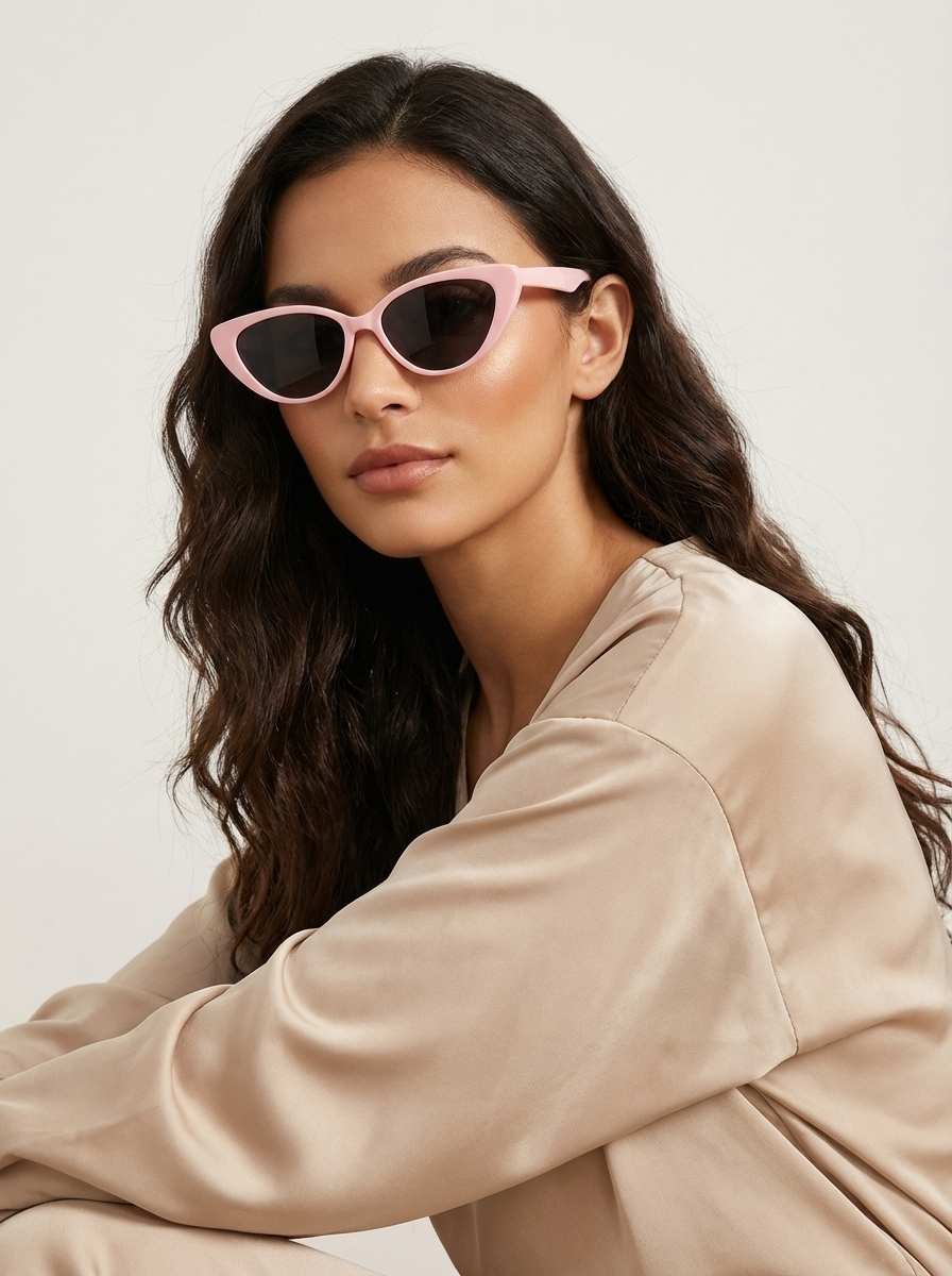 Cat eye sunglasses with a slim retro acetate frame