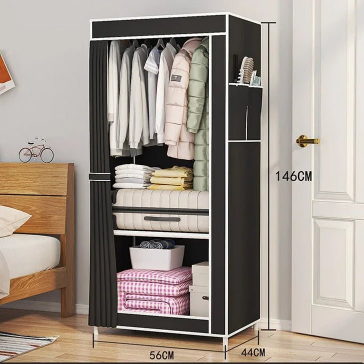 Foldable Wardrobe with Curtain – 56x146cm Dust-Proof – close-up detail