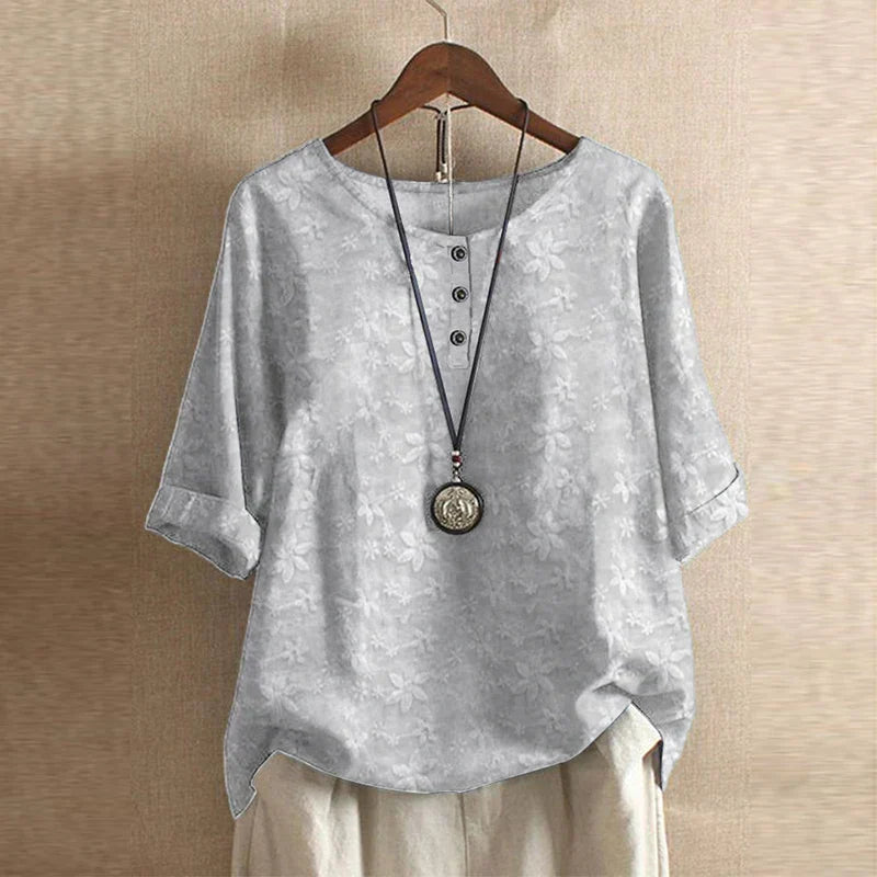 Women's Top - Retro-Inspired Blouse in Blue/Violet