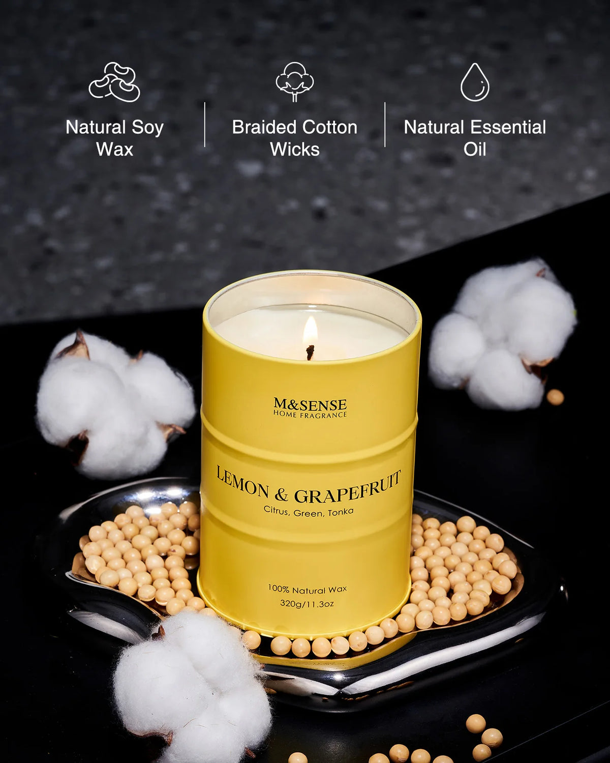 Natural Wax Scented Candle – 70-Hour Burn Time – close-up detail