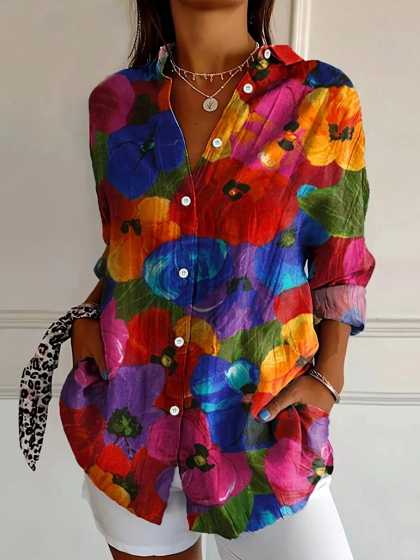 Women's Top - Colorful Blouse with Playful Print in Mix