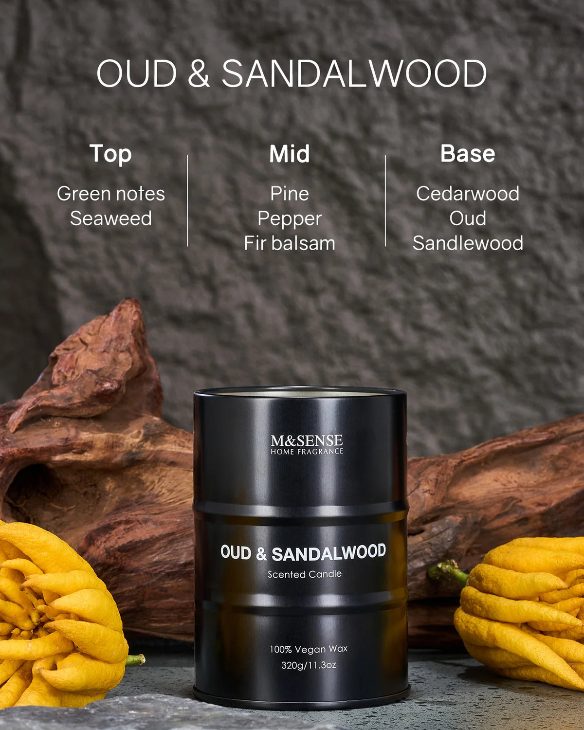 Natural Wax Scented Candle – 70-Hour Burn Time – side view