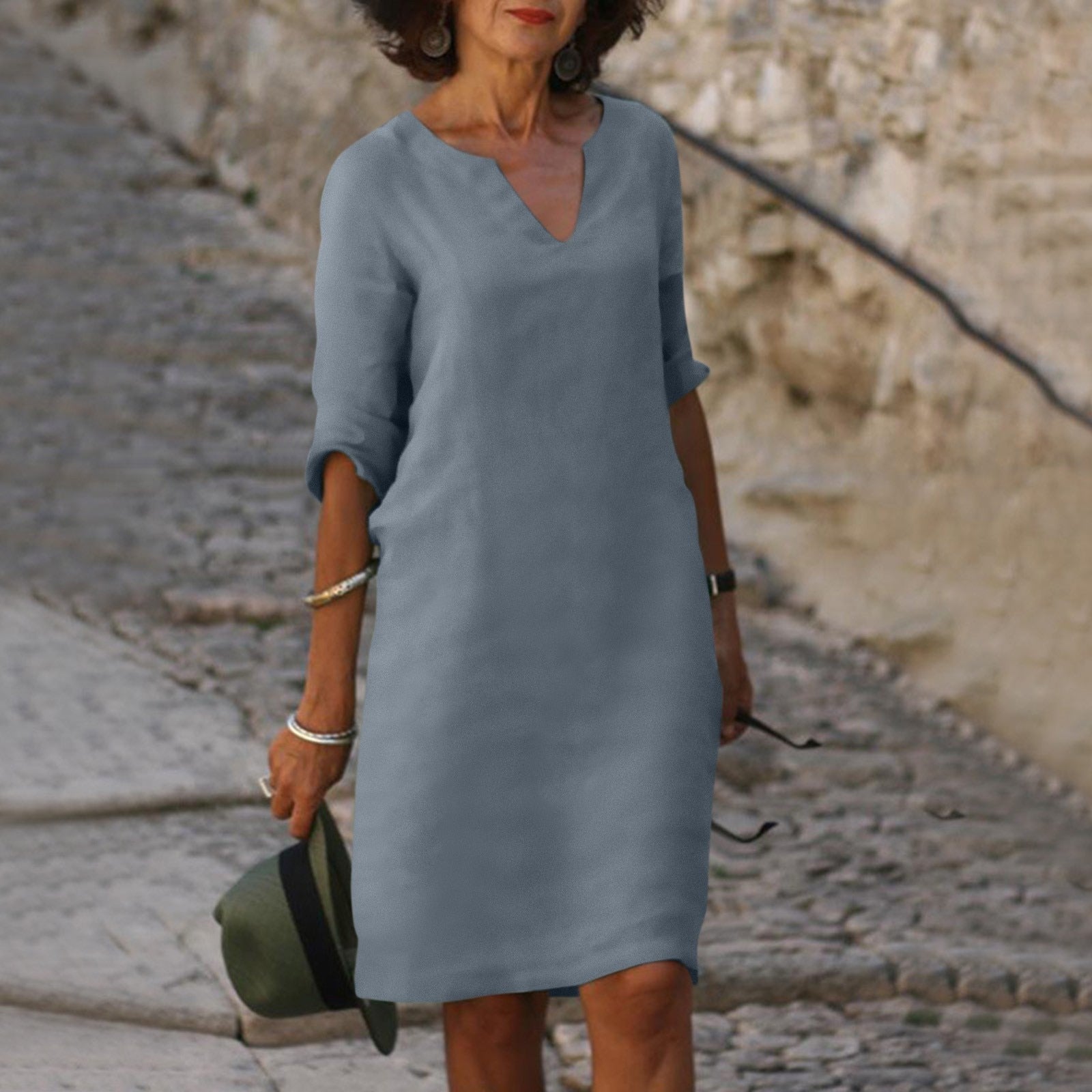 Women's Dress - Stylish Summer Dress in Geel