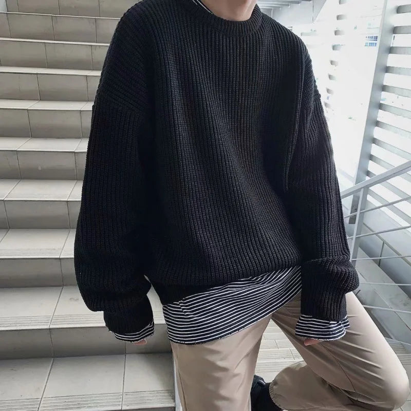Men's oversized ribbed jumper in Black