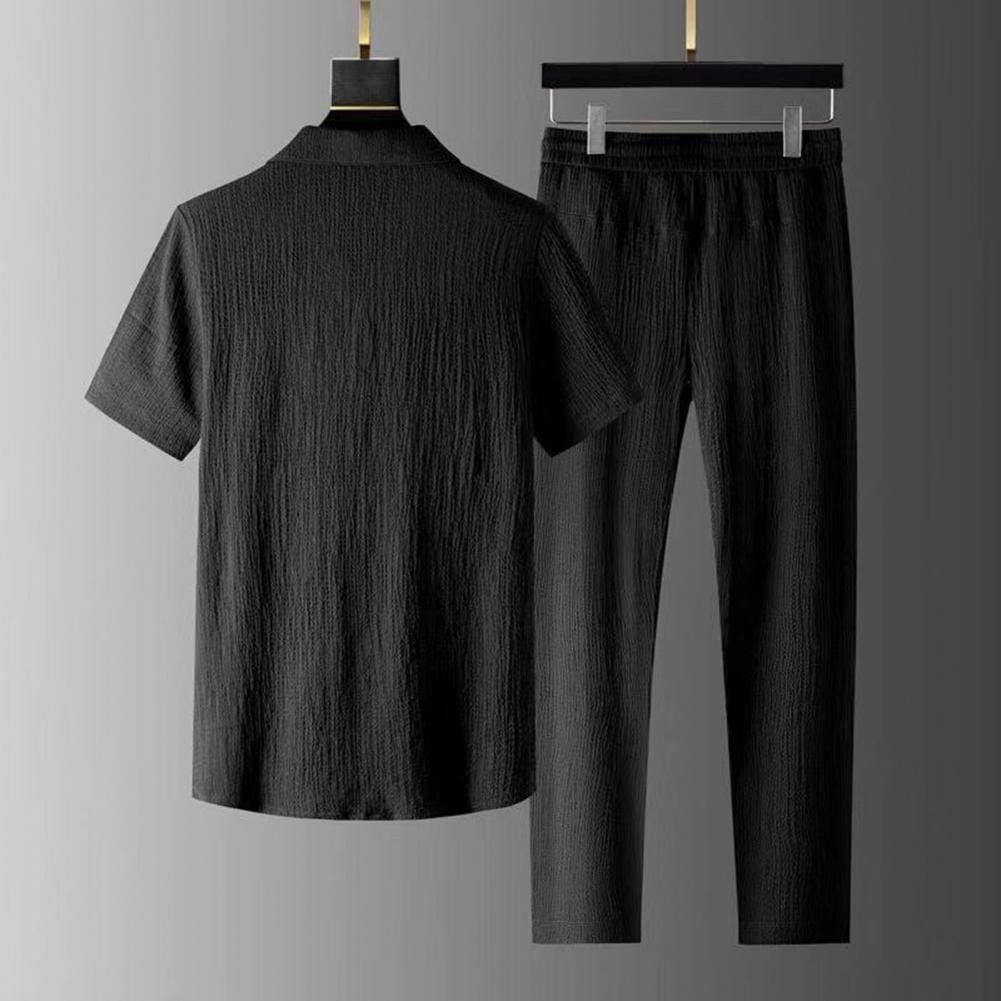 Men's Two-Piece Co-Ord Set - Relaxed Shirt & Shorts — back view