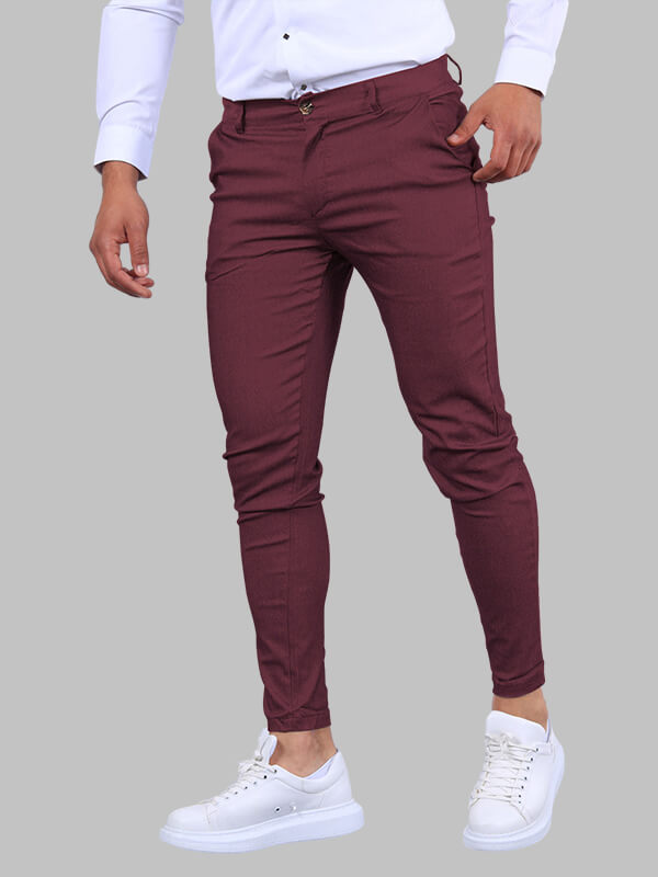 Men's Skinny Stretch Chino Trousers - front view | SAINT DOR
