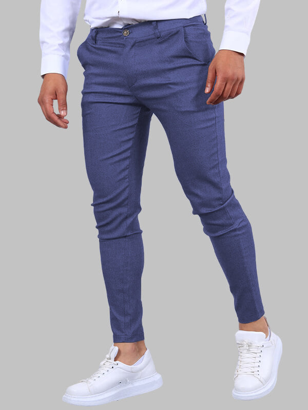 Men's Skinny Stretch Chino Trousers - product view | SAINT DOR
