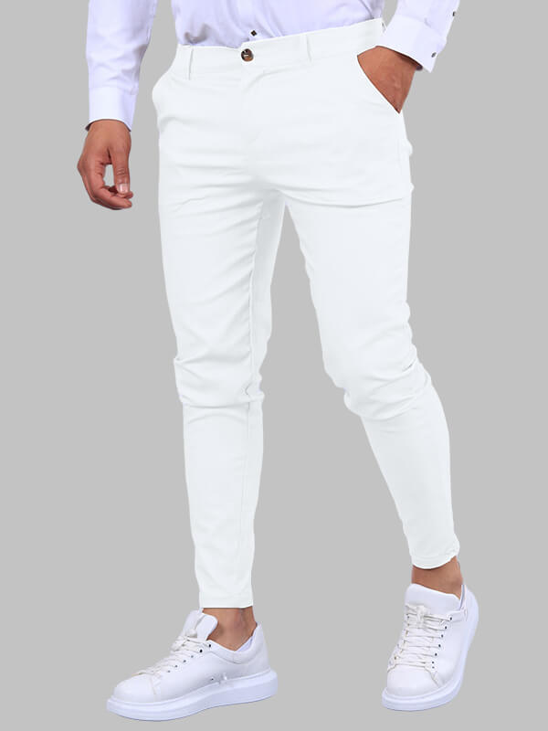 Men's Skinny Stretch Chino Trousers - detail view | SAINT DOR