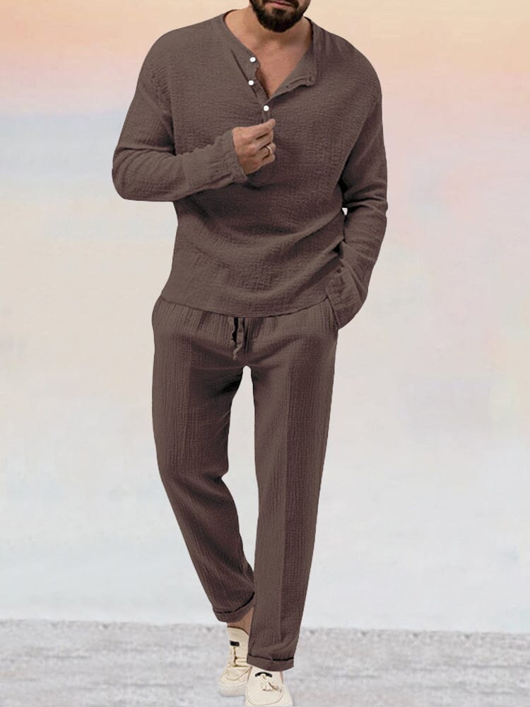 Men's Modern Two-Piece Co-Ord Set - Casual Shirt & Shorts in Light Blue — front view