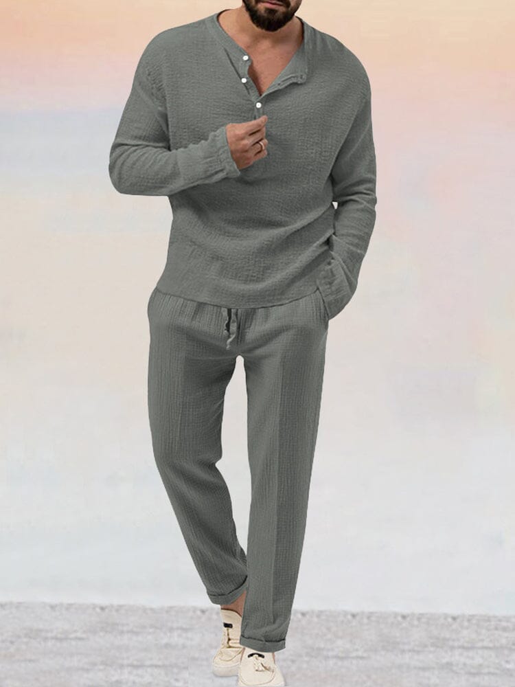 Men's Modern Two-Piece Co-Ord Set - Casual Shirt & Shorts in Black — back view