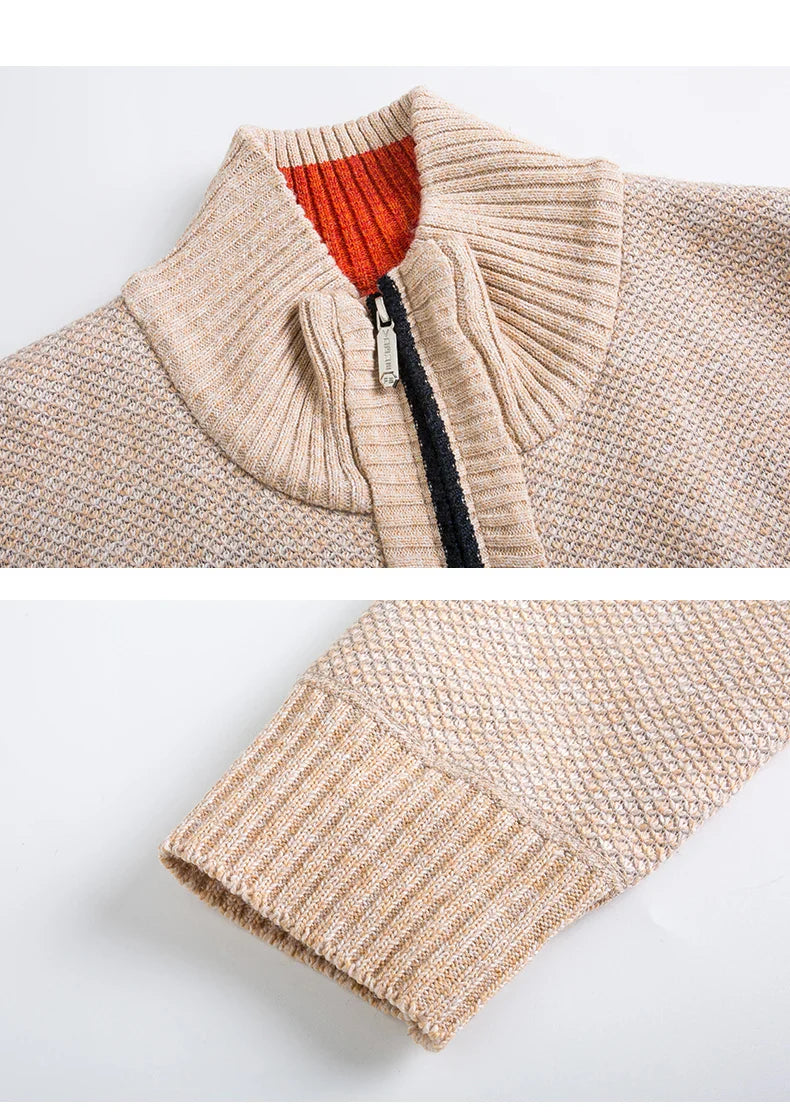 Men's funnel neck jumper in flecked knit, full length