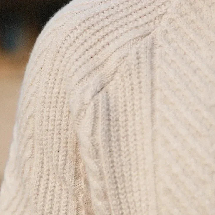 Knitted polo jumper, ribbed cuff and sleeve texture