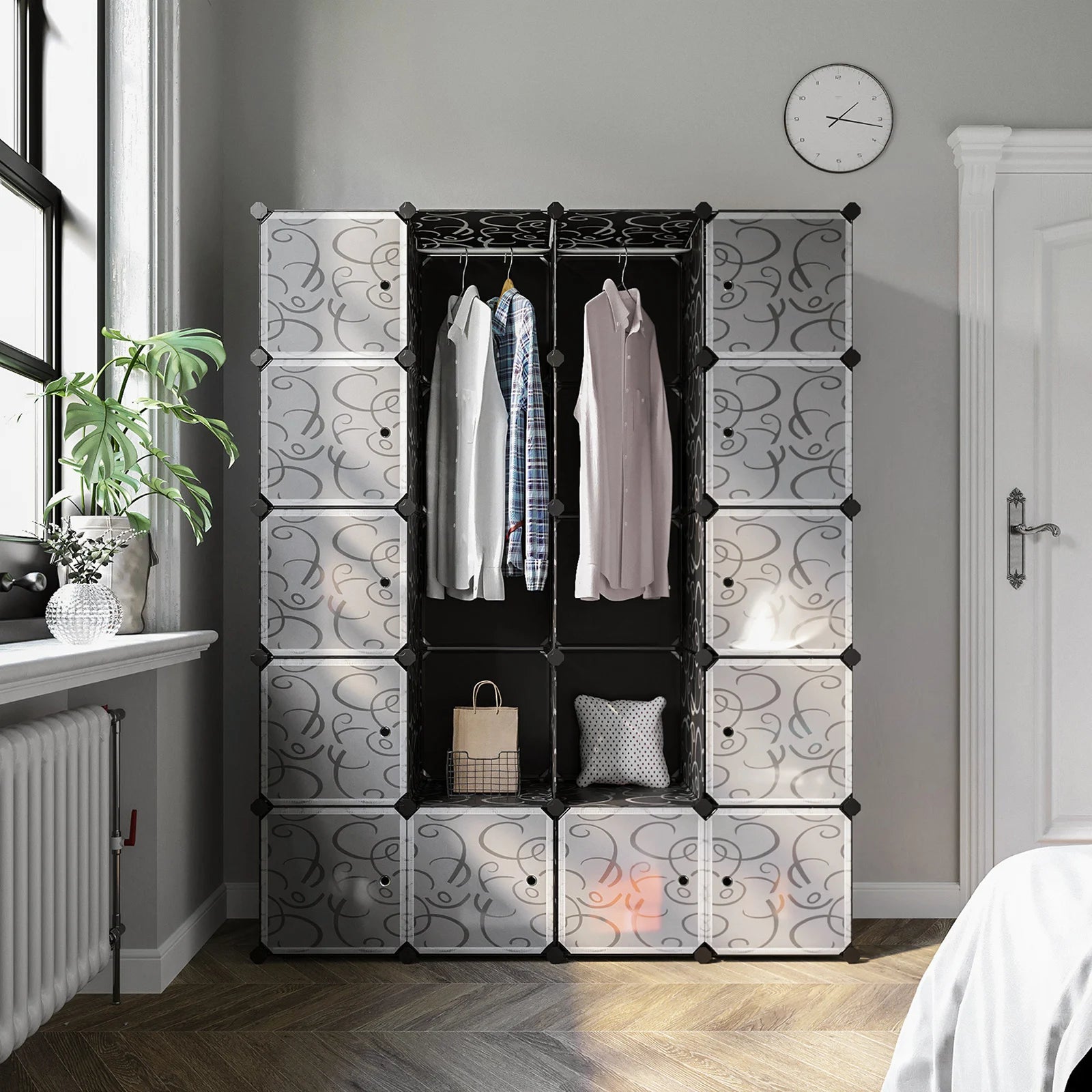 Modular Plastic Wardrobe – 12 Doors 2 Rails 143x178cm – side view