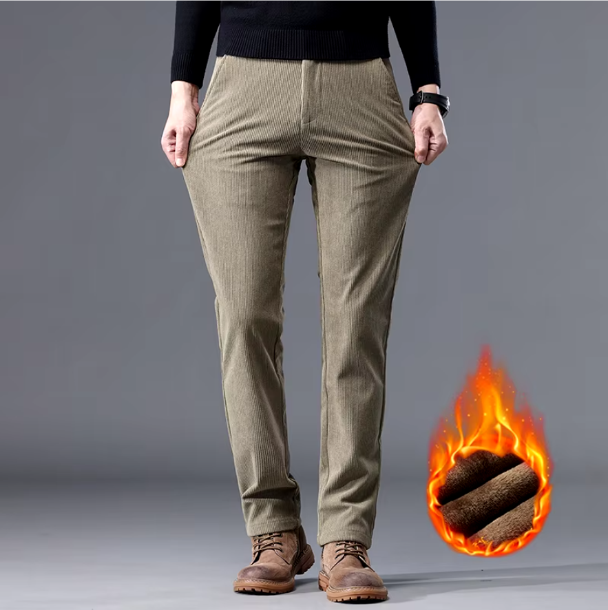Men's Corduroy Trousers with Fleece Lining - detail view | SAINT DOR
