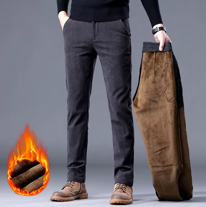 Men's Corduroy Trousers with Fleece Lining - product view | SAINT DOR