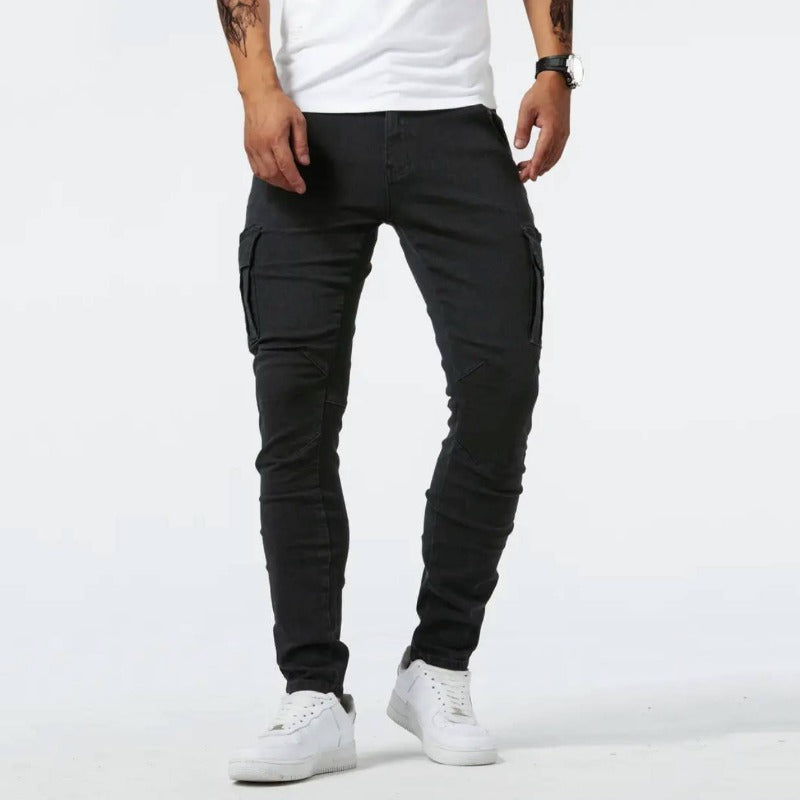 Men's Cargo Denim Jeans - side view | SAINT DOR
