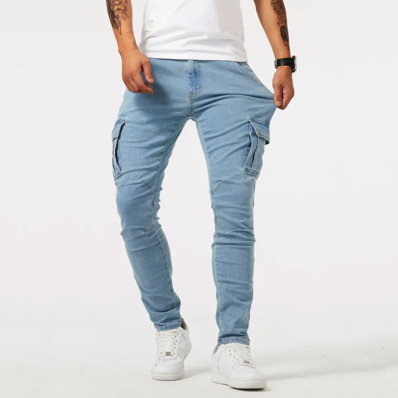 Men's Cargo Denim Jeans - detail view | SAINT DOR