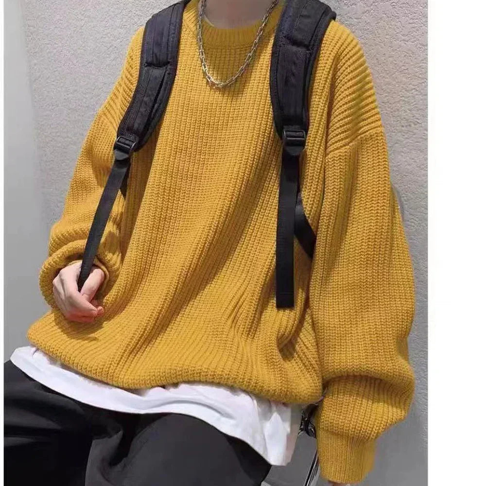 Men's oversized ribbed jumper in Ochre
