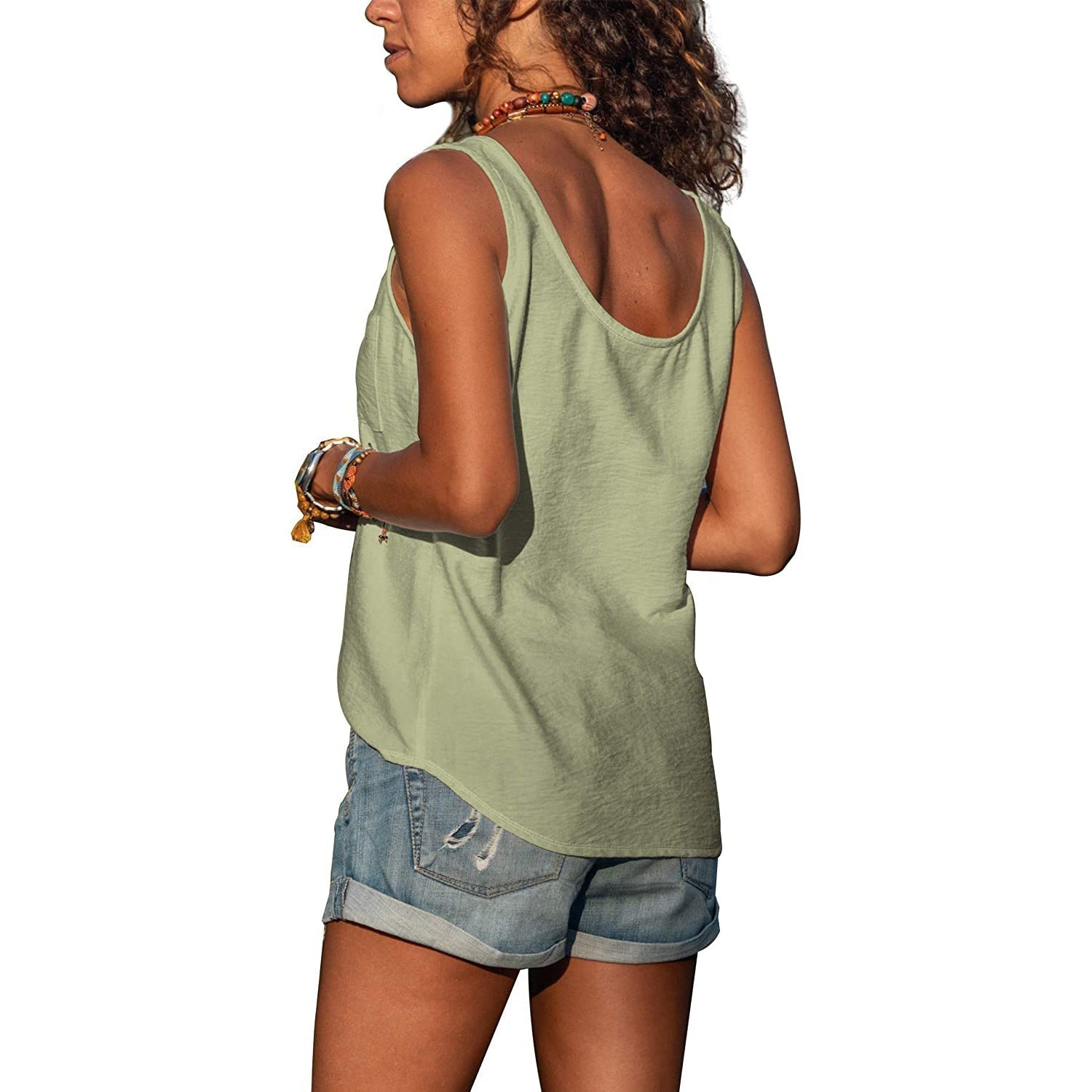 Women's Top - Elegant ladies tank top in Ibiza style in Wit