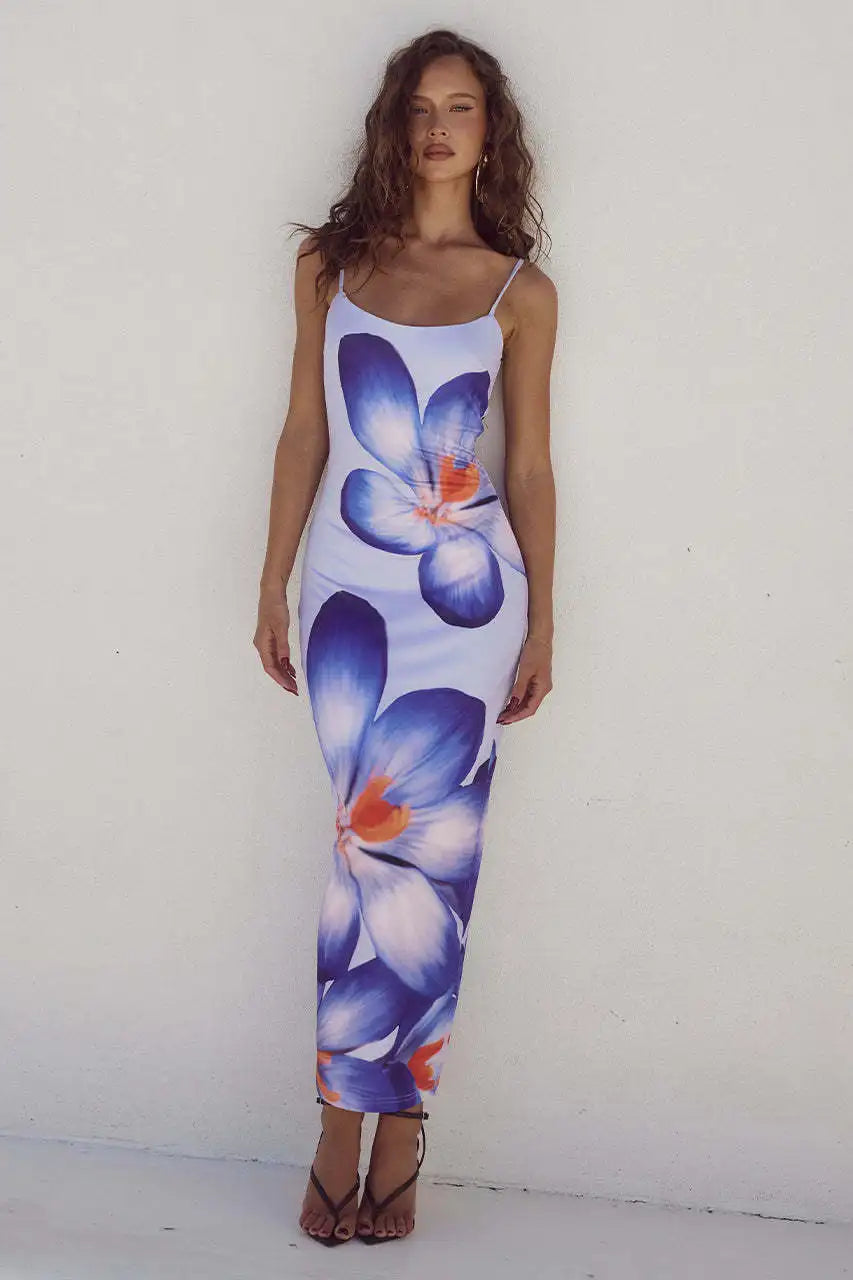 Women's Floral Maxi Dress – Lily Print Beach Resort