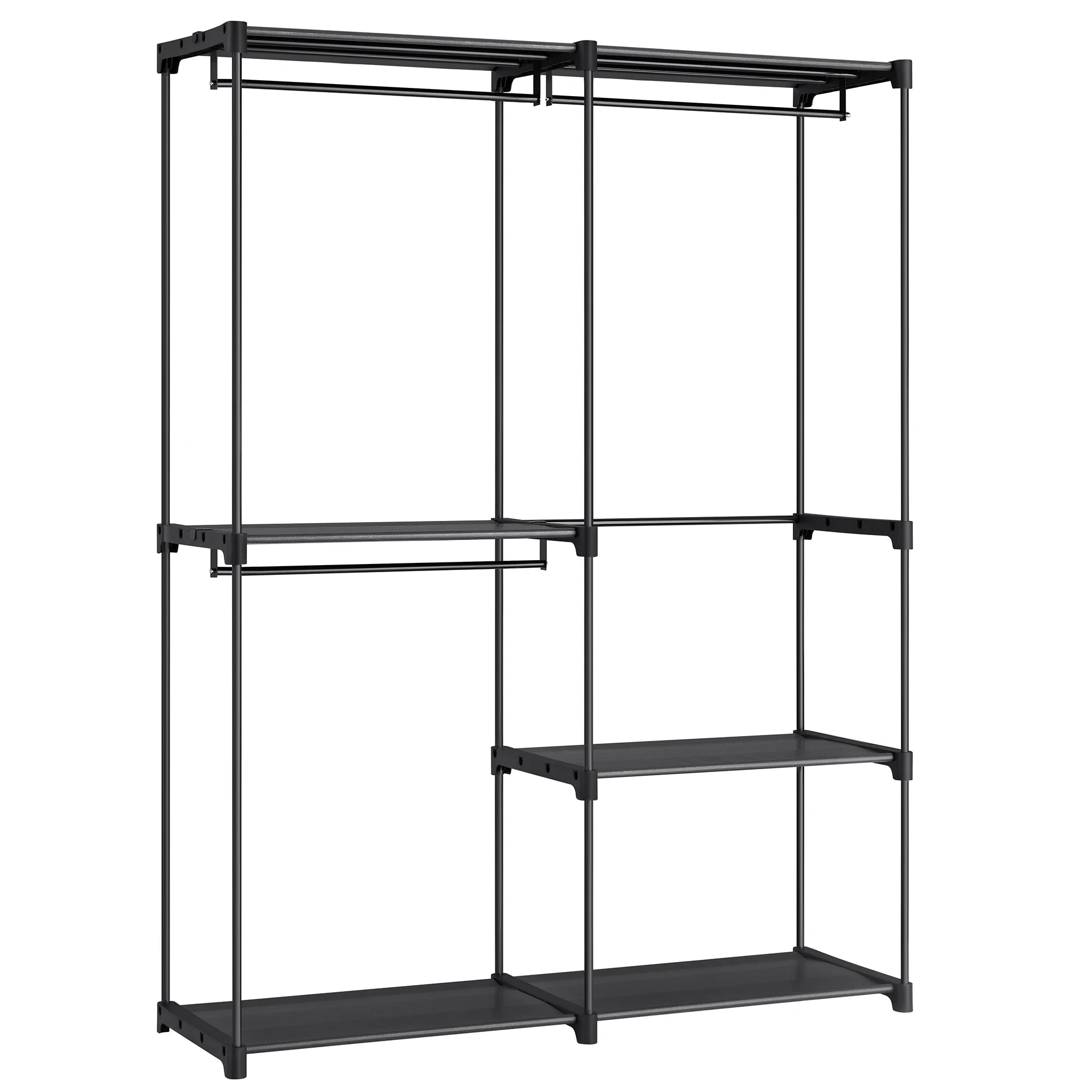 Open Wardrobe Rail System – 3 Rails Steel Frame 138x182cm – front view