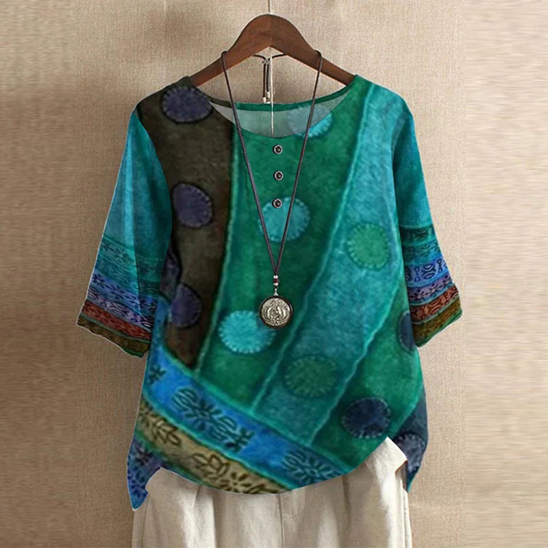 Women's Top - Retro-Inspired Blouse in Gray