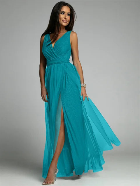 Women's Dress - Elegant V-Neck - view 3