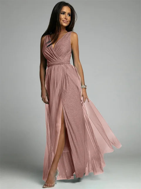 Women's Dress - Elegant V-Neck - view 1