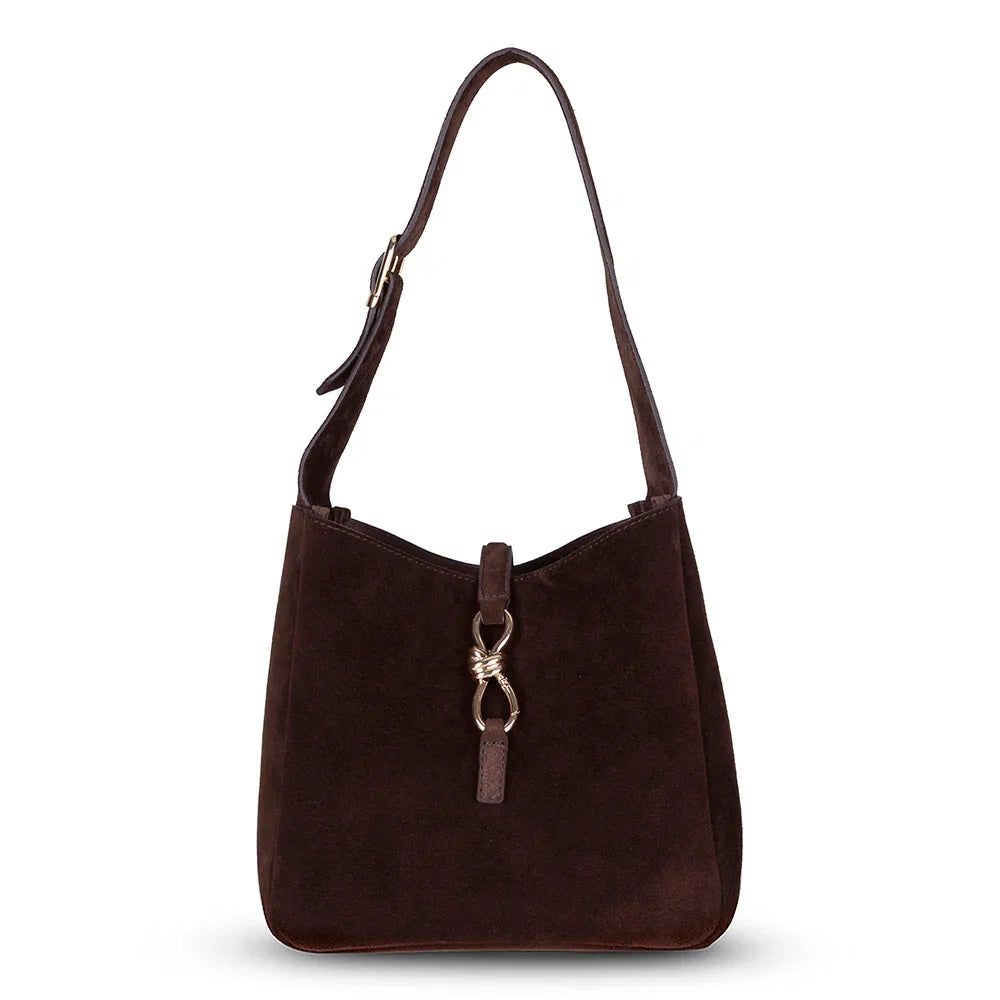 Women's Leather Bag in Suede Brown