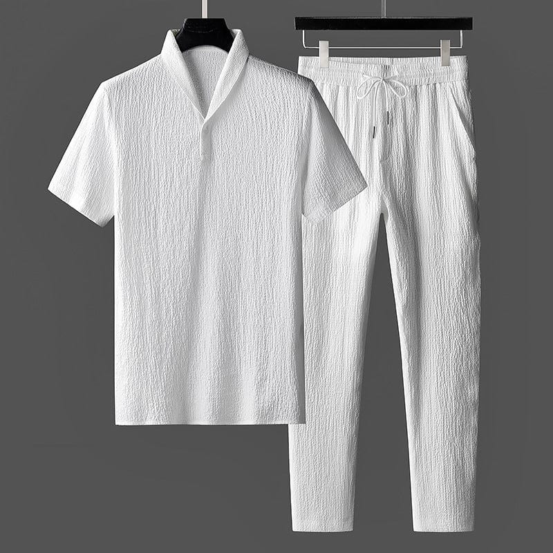 Men's Two-Piece Co-Ord Set - Relaxed Shirt & Shorts — main view