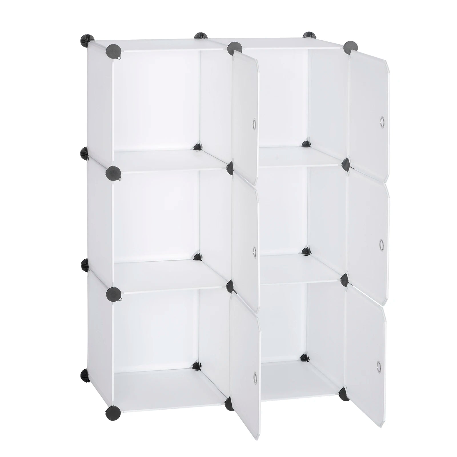 Modular White Plastic Wardrobe – 6 Doors 96x96cm – side view