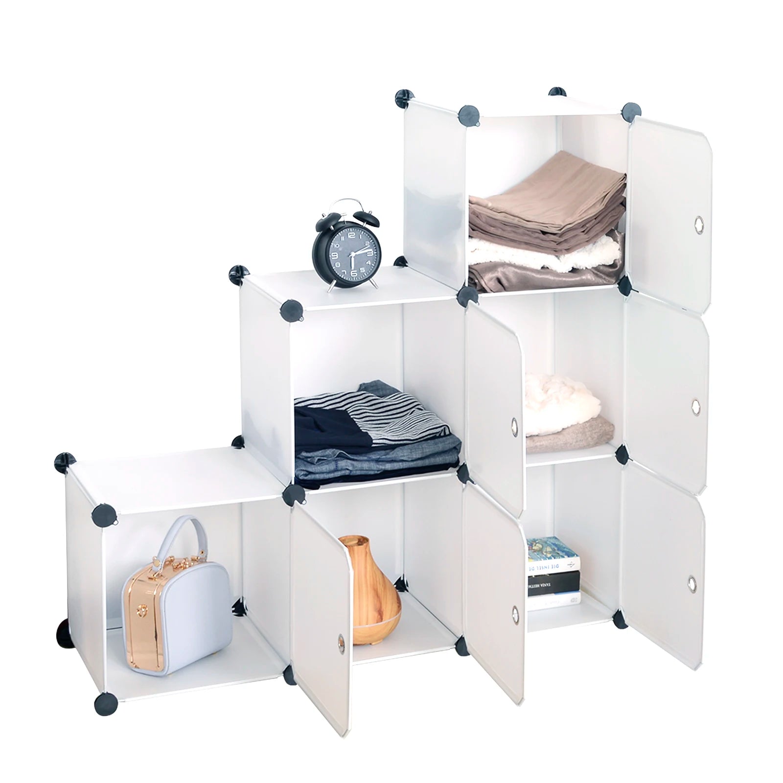 Modular White Plastic Wardrobe – 6 Doors 96x96cm – front view