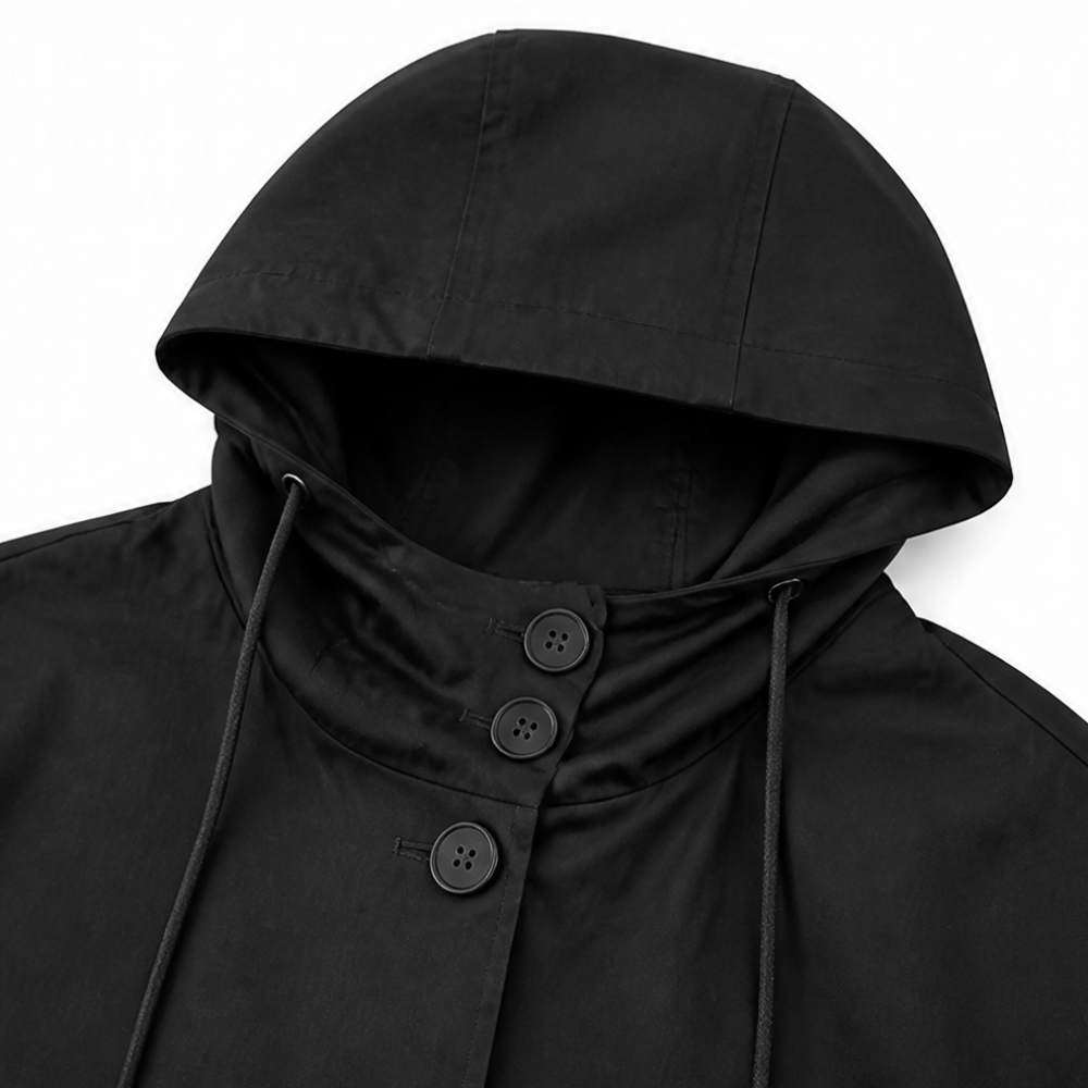 Women's long hooded coat - detail