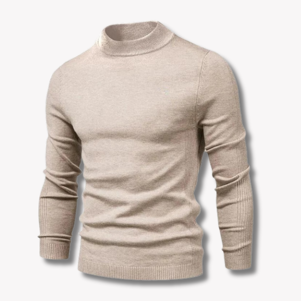 Men's mock neck jumper in Ecru
