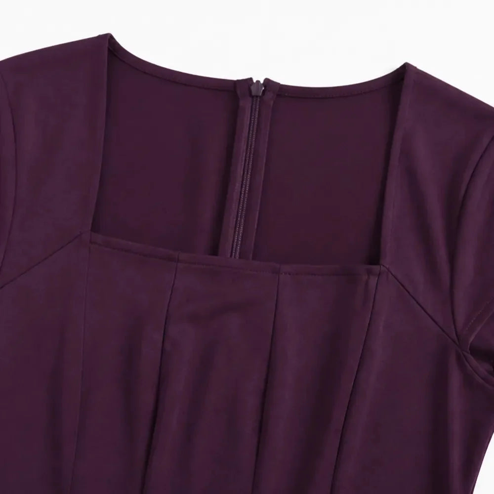 Women's square neck midi dress - detail