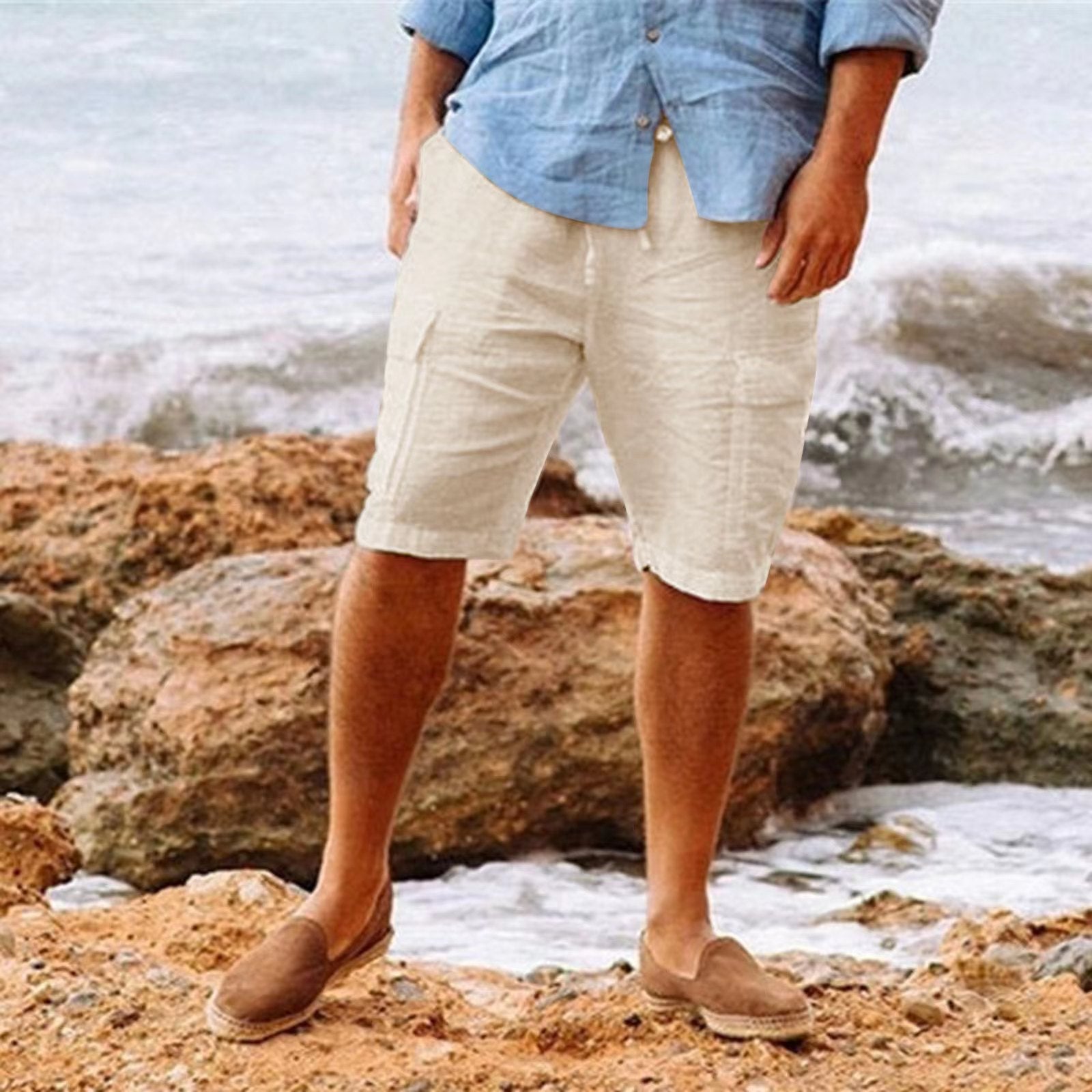Men's Linen Shorts – Lightweight & Breathable – Ideal for Summer & Lei - side view